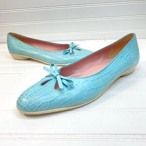 Amalfi for Nordstrom Blue Patent Leather Cutout Ballet Flats Made in Italy 10 AA